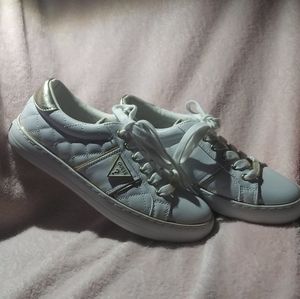 Womans Guess White and Gold Sneakers